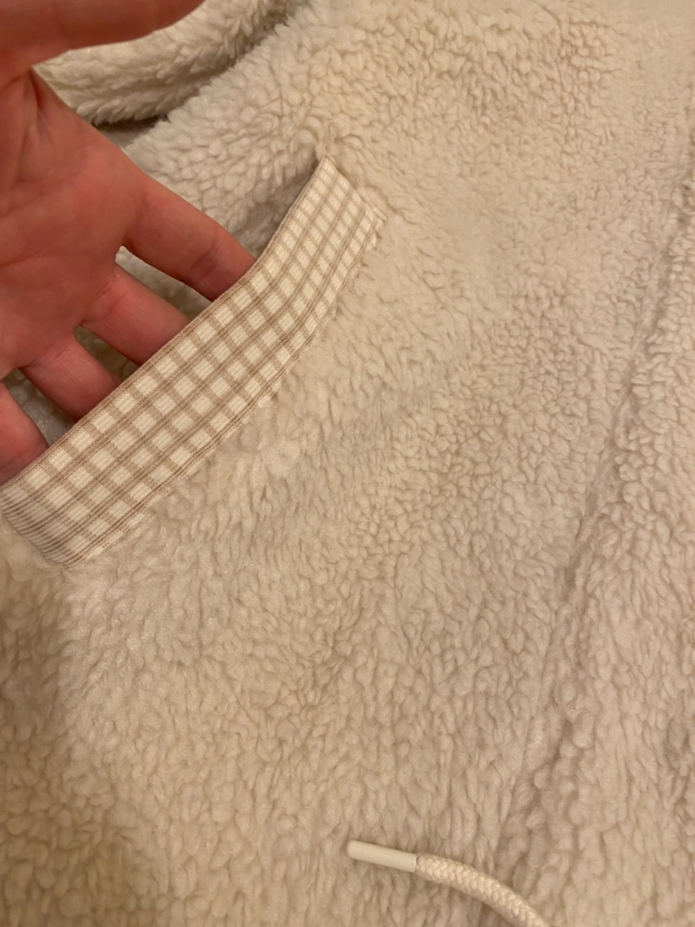 Madewell Sherpa Cream Zip-Front Jacket with Subtle Stripe Lining. Style NB256 - Picture 10 of 11